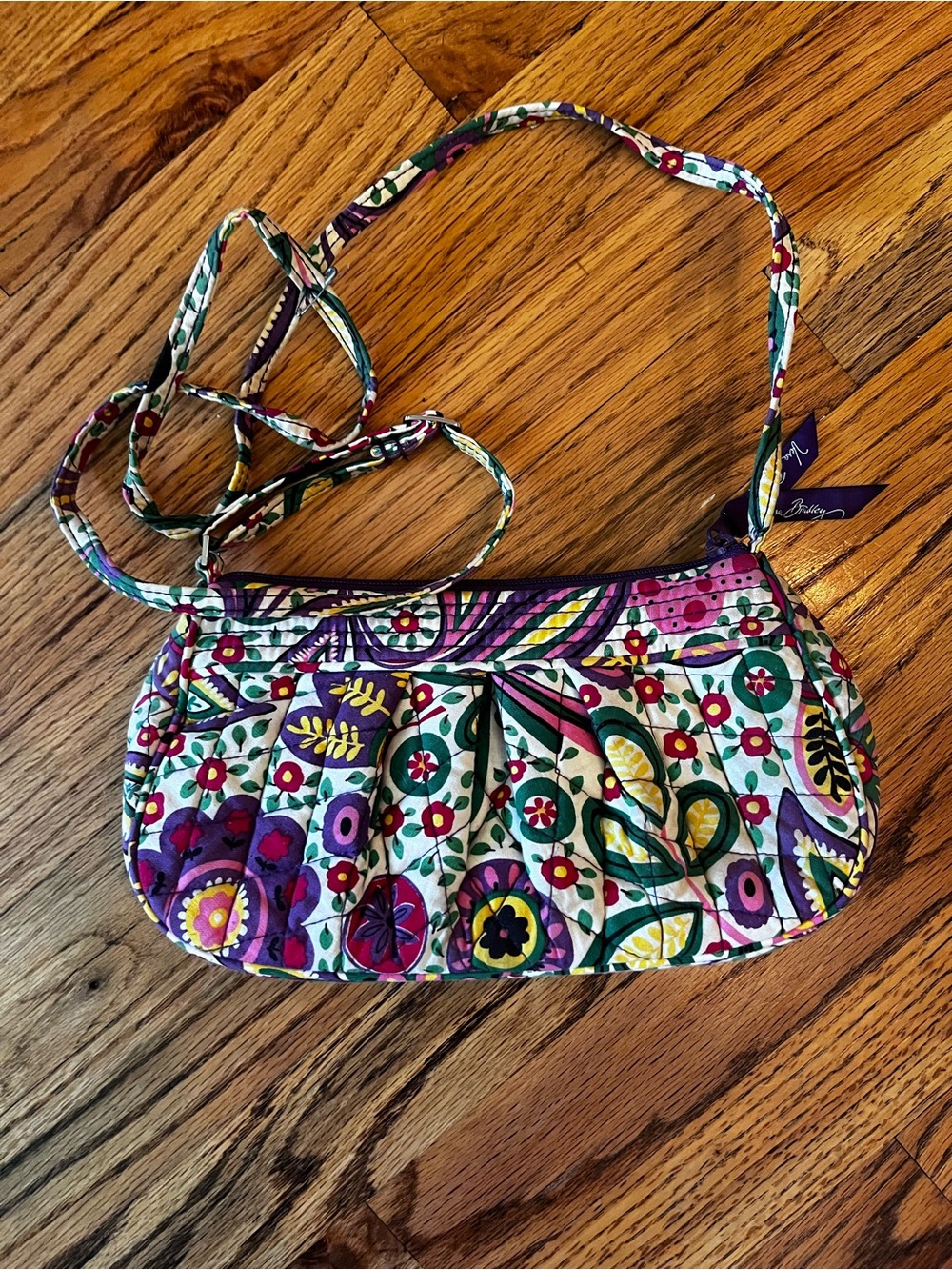 Vera Bradley Purple Floral Quilted Crossbody with Multicolor Accents